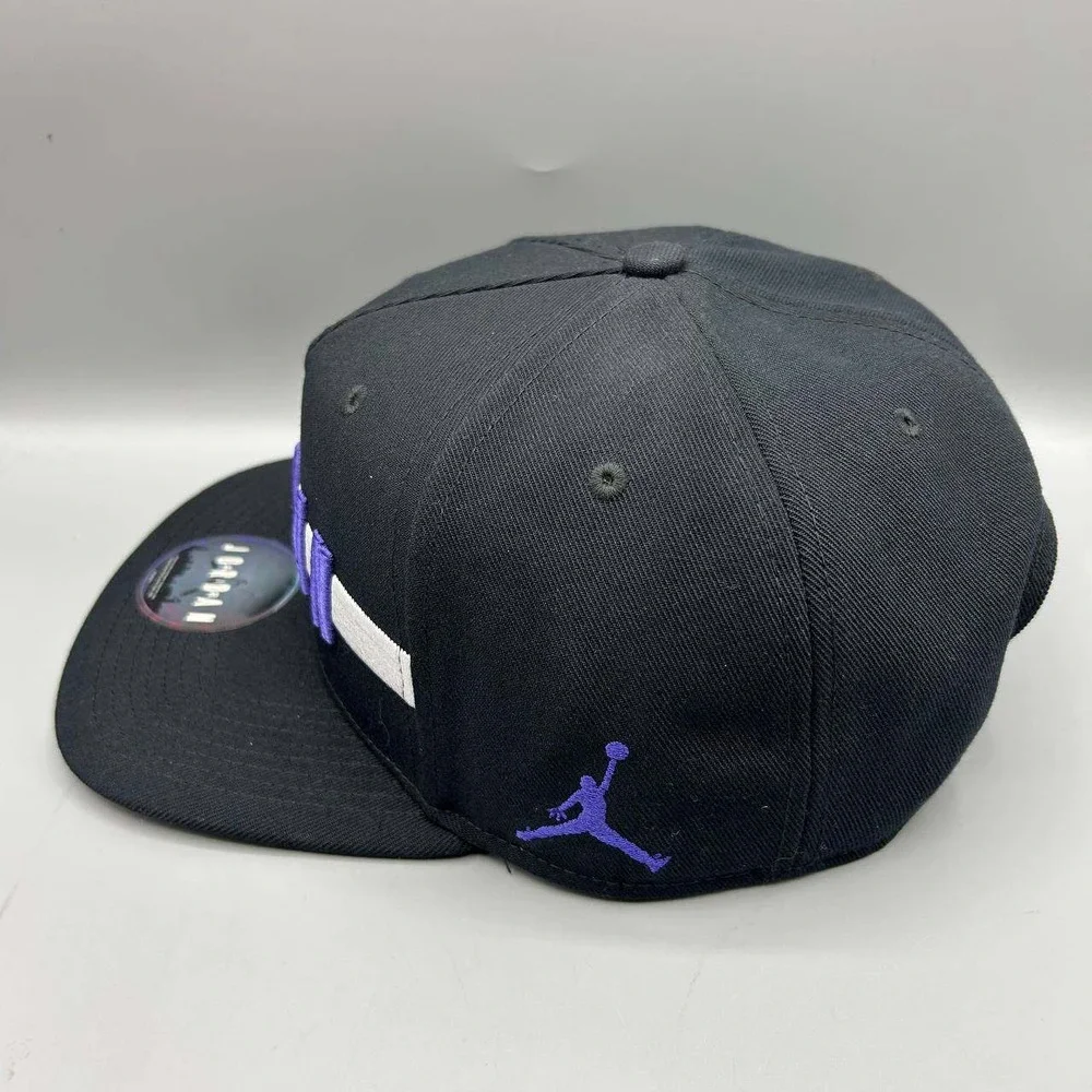 Air Jordan Hat Men Black Purple Embroidered Jumpman Snap Back Cap